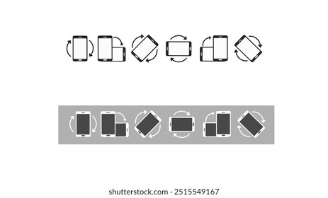 Symbol für eine Smartphone-Rotationssignallinie Verschiedene Drehbewegung. Drehen Mobiltelefon. Symbol für Geräterotation. Drehen Sie Ihr Gerät. Drehen von Smartphone, Symbolsatz, Vektorgrafik für Website oder mobile App