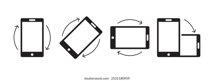 smartphone rotation symbol icon. Rotate Mobile phone. Turn your device. Rotate smartphone, icon set vector illustration for web site or mobile app.