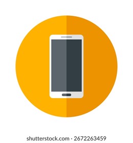 Icono redondo del smartphone con la sombra en un fondo blanco. Ilustración vectorial