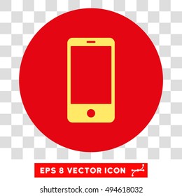 Smartphone round icon. Vector EPS illustration style is flat iconic bicolor symbol, yellow and intensive red colors, transparent background.