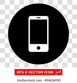 Smartphone round icon. Vector EPS illustration style is flat iconic bicolor symbol, white and black colors, transparent background.