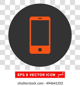 Smartphone round icon. Vector EPS illustration style is flat iconic bicolor symbol, orange and gray colors, transparent background.