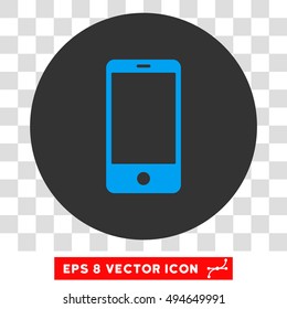 Smartphone round icon. Vector EPS illustration style is flat iconic bicolor symbol, blue and gray colors, transparent background.