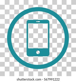 Smartphone rounded icon. Vector illustration style is flat iconic symbol inside a circle, soft blue color, transparent background. Designed for web and software interfaces.