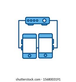 smartphone router connection internet line and fill style illustration