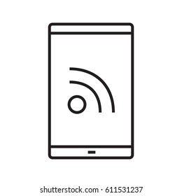 Smartphone rss feed linear icon. Thin line illustration. Contour symbol. Vector isolated outline drawing