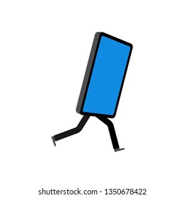 Smartphone running out. phone is running. Vector