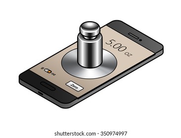 A smartphone running a weighing / kitchen scales app.