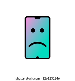 Smartphone with sad face on screen vector illustration - Powered by Shutterstock - Get 15% off with code: PIKWIZARD15