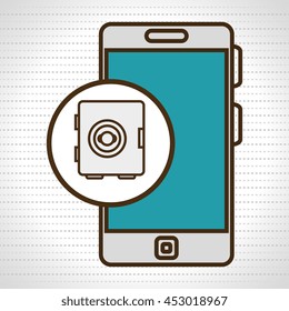 smartphone and safe box isolated icon design, vector illustration  graphic 