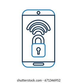 smartphone with safe secure padlock icon