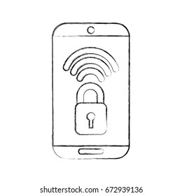 smartphone with safe secure padlock icon