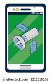 Smartphone with satellite on screen