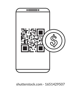 Smartphone mit Scan-Code qs und Vektorillustration-Design