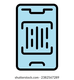 Smartphone scan icon outline vector. Book movie. Cinema video color flat