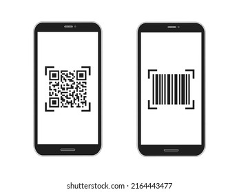 Smartphone Scan Qr Code Barcode Set Stock Vector (Royalty Free ...