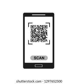 Smartphone to scan qr code for detail, technology and business concept vector illustration