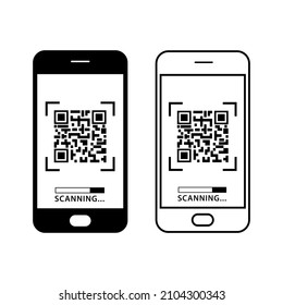 Smartphone scan qr code icon vector. Scanning qr code. Eps 10.