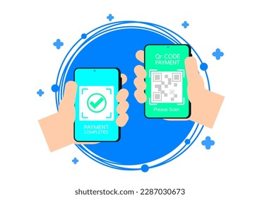 smartphone scan qrcode payment vector graphic