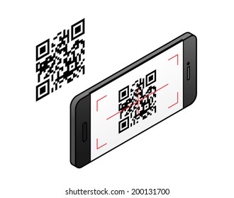 A smartphone scanning a QR code.