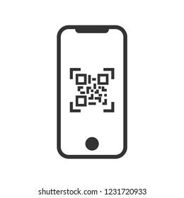 Smartphone with scanning QR code accsess illustration vector icon 