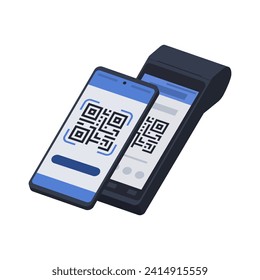 Escaneo de smartphone a un código QR mostrado en la máquina POS: pago de código QR