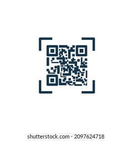 Smartphone scanning QR code icon.  QR code symbol.  Flat vector on a white background.