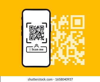 Smartphone scanning QR-code. Barcode Verification. Scanning tag, generate digital pay without money. Barcode on smartphone screen. Qr code payment, E-wallet , online shopping, cashless technology