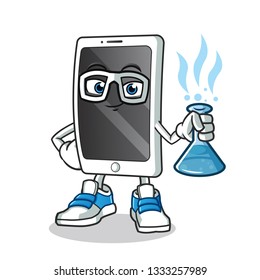 smartphone scientists mascot vector cartoon illustration