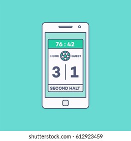 Smartphone Scoreboard Application Line Minimal Style Vector Illustration