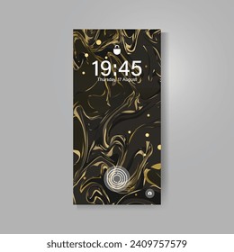 Smartphone screen with abstract wavy marble wallpaper design