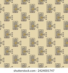 Smartphone Screen with AI App vector New Technology concept colored seamless pattern
