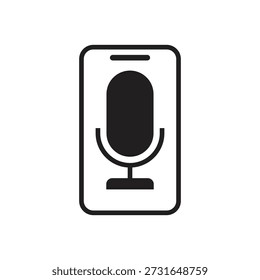 Smartphone screen with audio mic recording symbol
