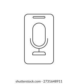 Smartphone screen with audio mic recording symbol