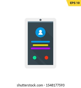 Smartphone screen with call display icon in flat style