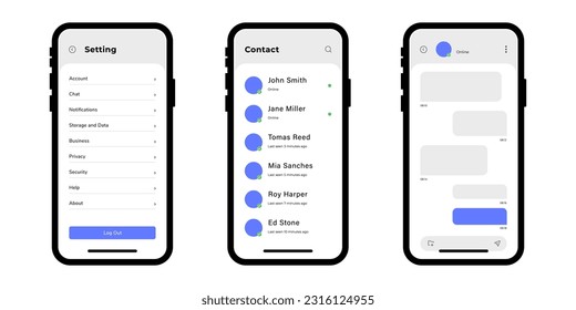 Pantalla de Smartphone con marco de aplicación de mensajería de chat