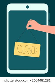 A smartphone screen with a "Closed" sign symbolizes taking a break from digital distractions