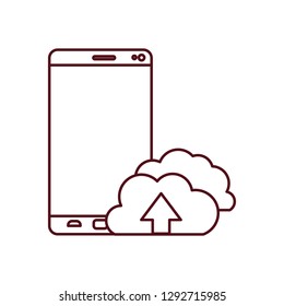 smartphone screen with cloud download isolated icon