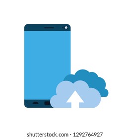 smartphone screen with cloud download isolated icon