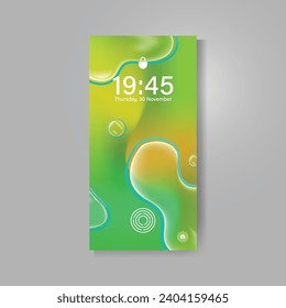 Smartphone screen with colorful abstract bubble wallpaper background