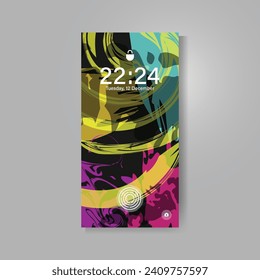 Smartphone screen with colorful abstract wallpaper vector