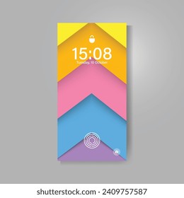 Smartphone screen with colorful geometric abstract wallpaper vector