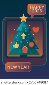 Pantalla de smartphone con árbol de Navidad digital.
