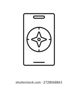 Pantalla de smartphone que muestra una brújula para encontrar la dirección