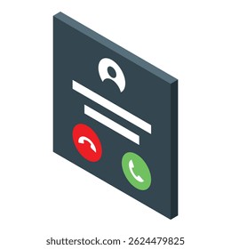 Pantalla de teléfono inteligente que muestra información de contacto y opciones de llamada, lo que permite al usuario aceptar o rechazar llamadas entrantes