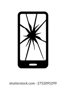 Smartphone screen displaying extensive cracks, symbolizing damage and fragility