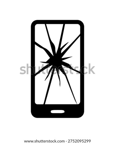 Smartphone screen displaying extensive cracks, symbolizing damage and fragility