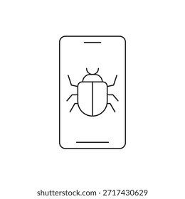 Smartphone screen displaying insect bug for virus warning