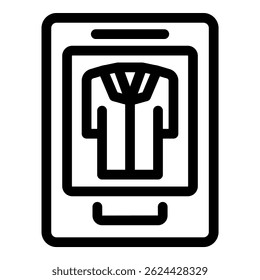 Pantalla de teléfono inteligente que muestra una chaqueta, que representa el concepto de compras en línea de ropa y ropa