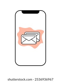 Smartphone screen displaying a messaging app with chat icons in a minimalist design on a simple background